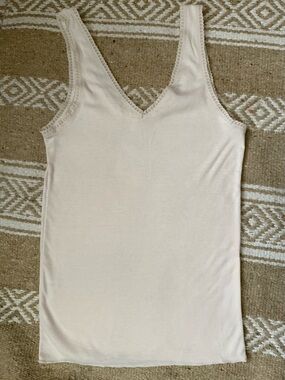 Vintage Wacoal Lace-Trim V-Neck Cotton-blend Under Tank Layer L